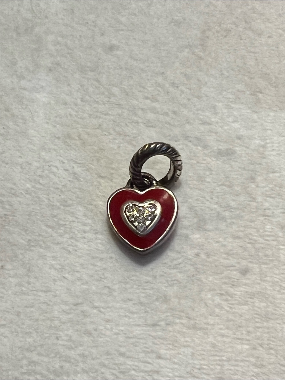 Brighton Red Heart Charm with Clear Crystal Center